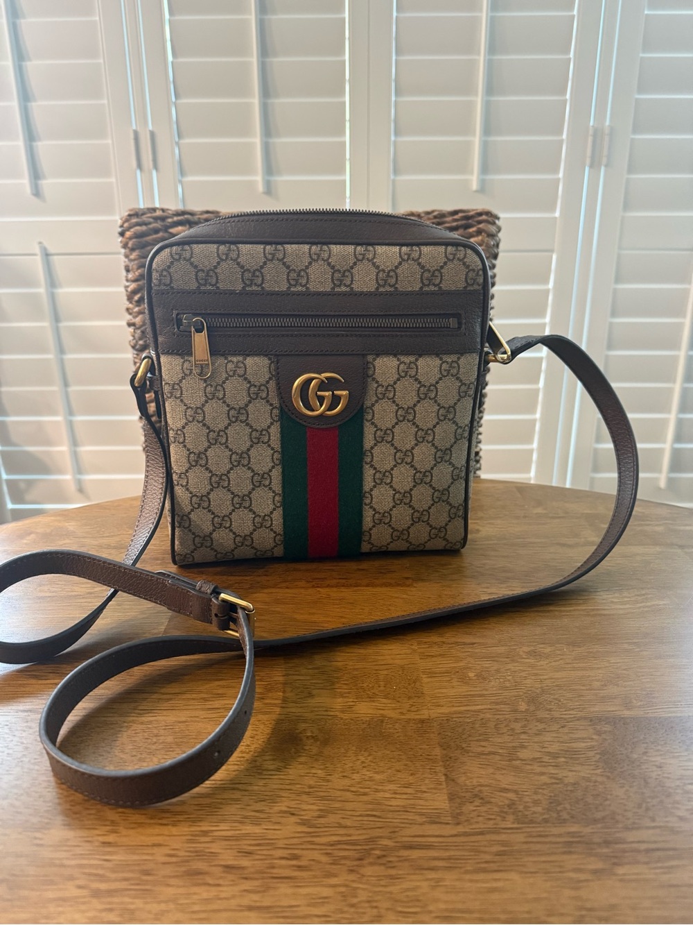 Gucci Brown/Beige GG Supreme Messenger Bag